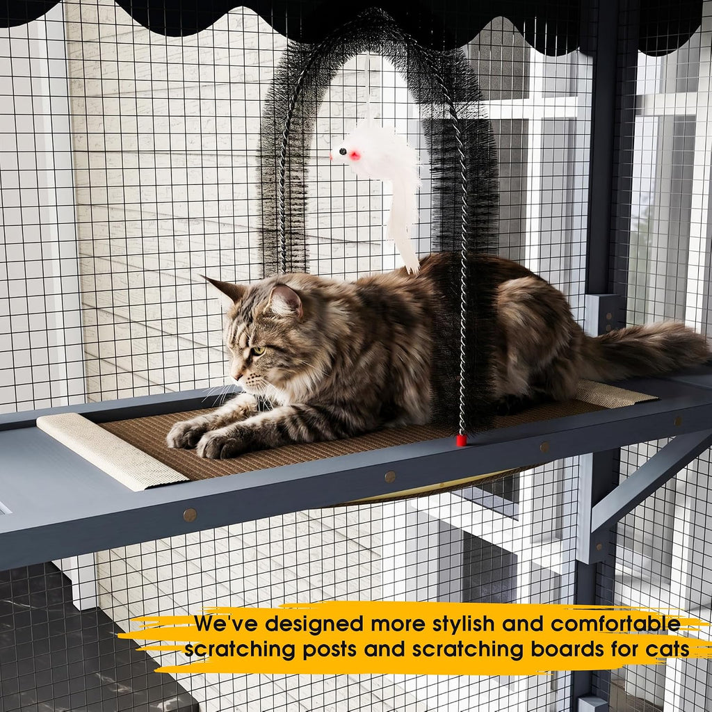 Weatherproof Wooden Outdoor Multi-Tier Cat Enclosure