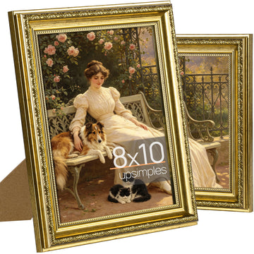 Vintage 8x10 Picture Frame, Antique Gold Frames, 2 Pack