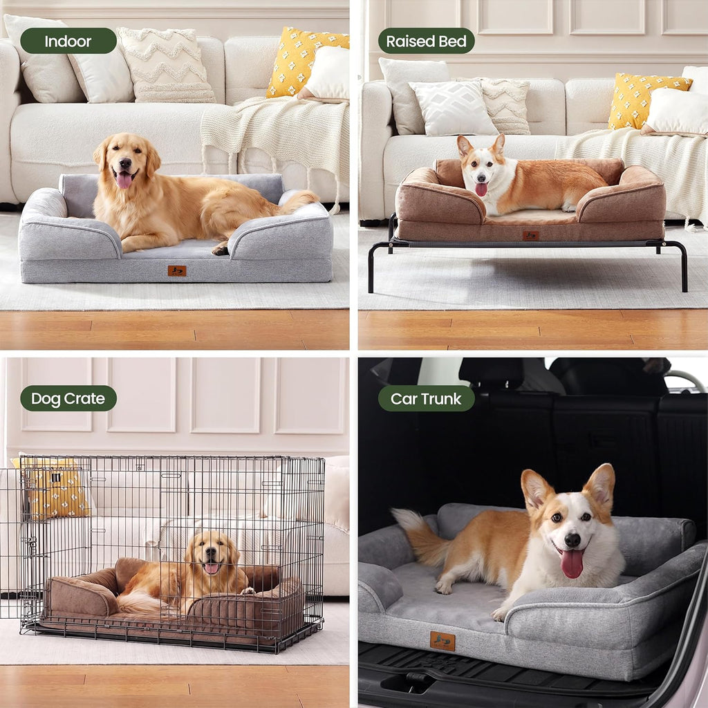 XL Orthopedic Dog Bed for Large Dogs, Removable Washable, Grey
