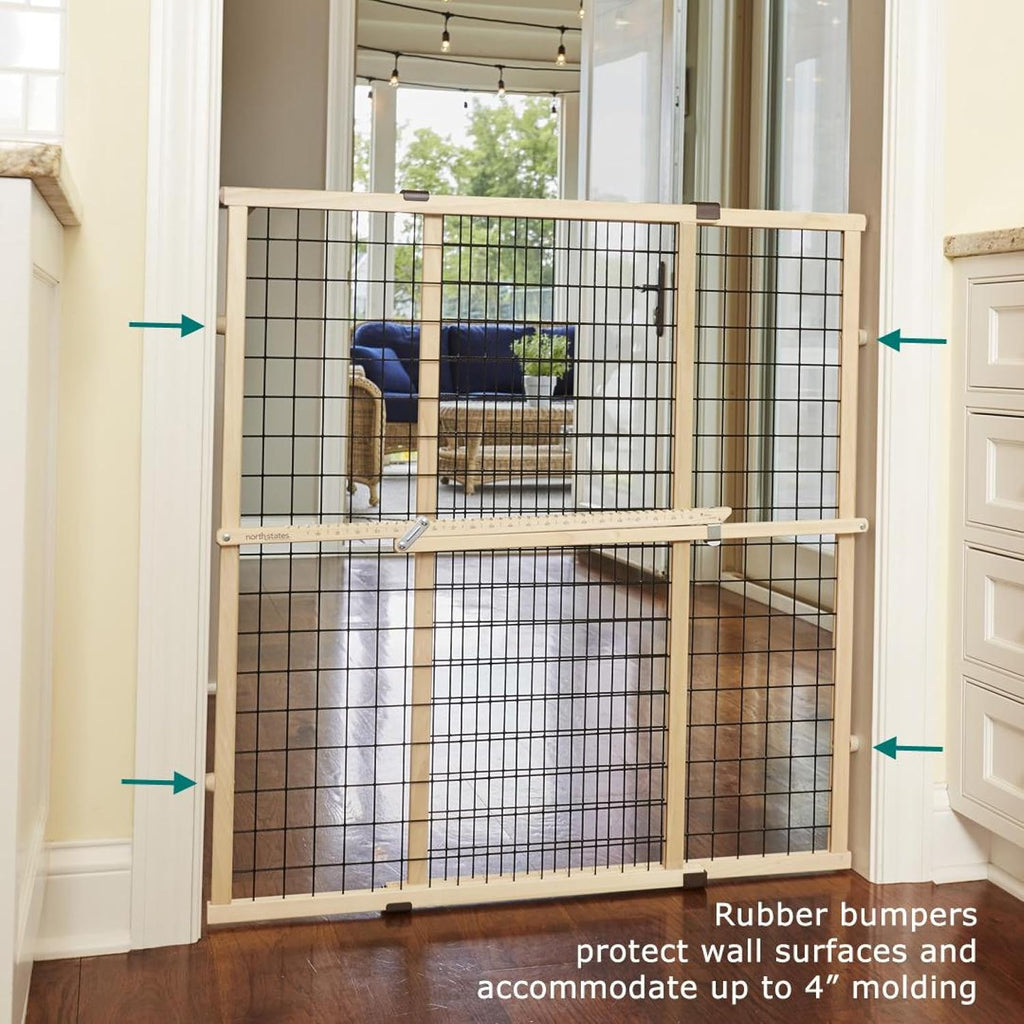 Wire Mesh Dog Gate: 29.5"-40" Wide, Pressure Mounted with No Tools; Expandable, Durable Pet Gates for Doors