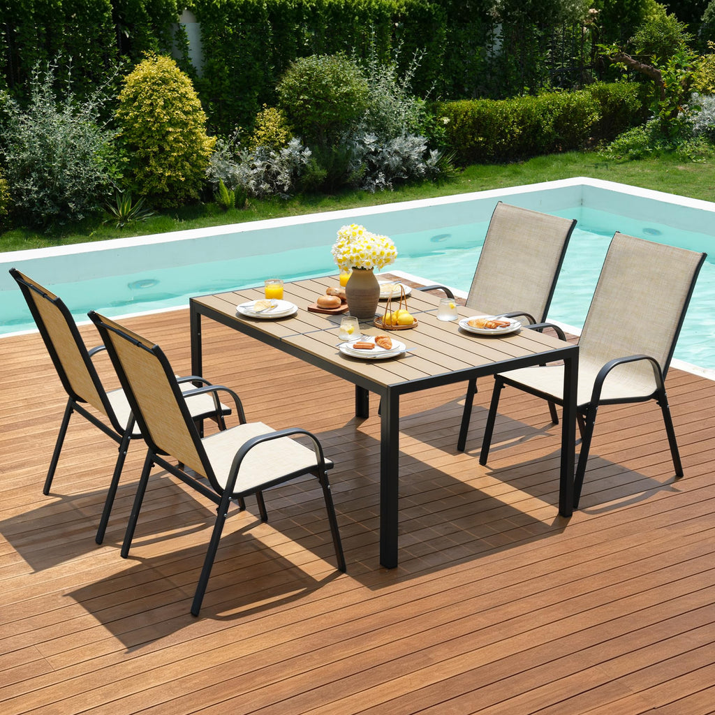 Patio Chairs Set of 8 - Outdoor Stackable Dining Chairs for All Weather - Breathable Textilene Outdoor Chair Sets