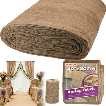 40'' x 80 Feet Burlap Fabric Roll for Tree Wrap, Plant Covers, Decoration
