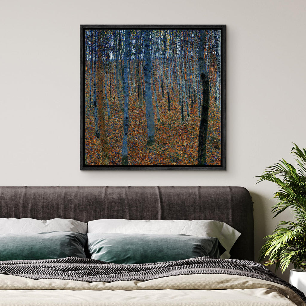 Framed Canvas Print Wall Art Beech Grove by Gustav Klimt Historic Cultural Illustrations Fine Art Traditional Scenic