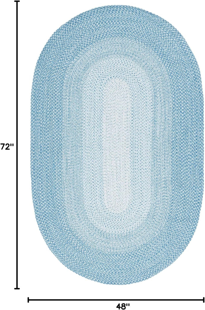 Braided Indoor/Outdoor Washable Oval Rug 4x6, Aqua BRA220J