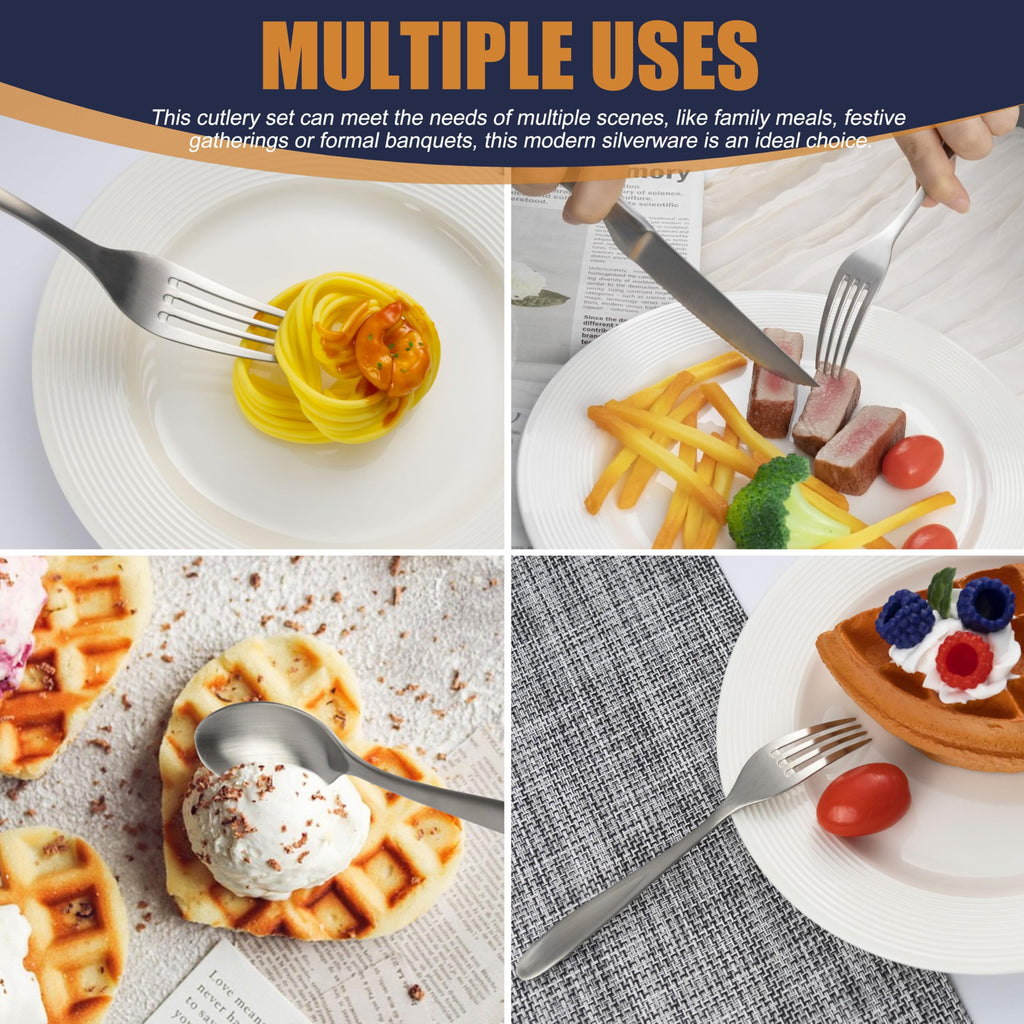 Matte Satin Silverware Set, Stainless Steel Flatware Set for 4, 20 Pieces