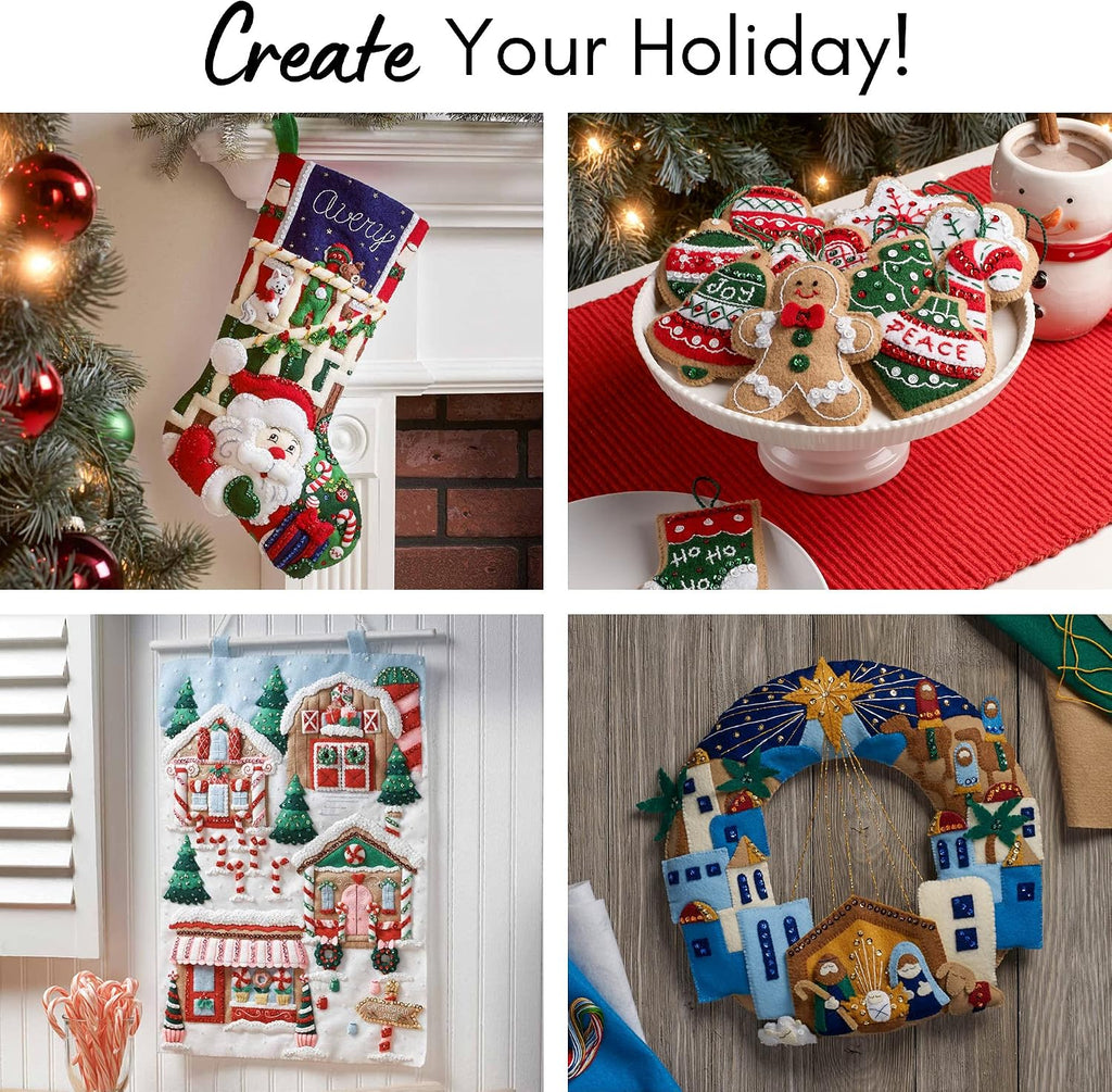 86707 Felt Applique Stocking Kit, 18", Santa Stop Here
