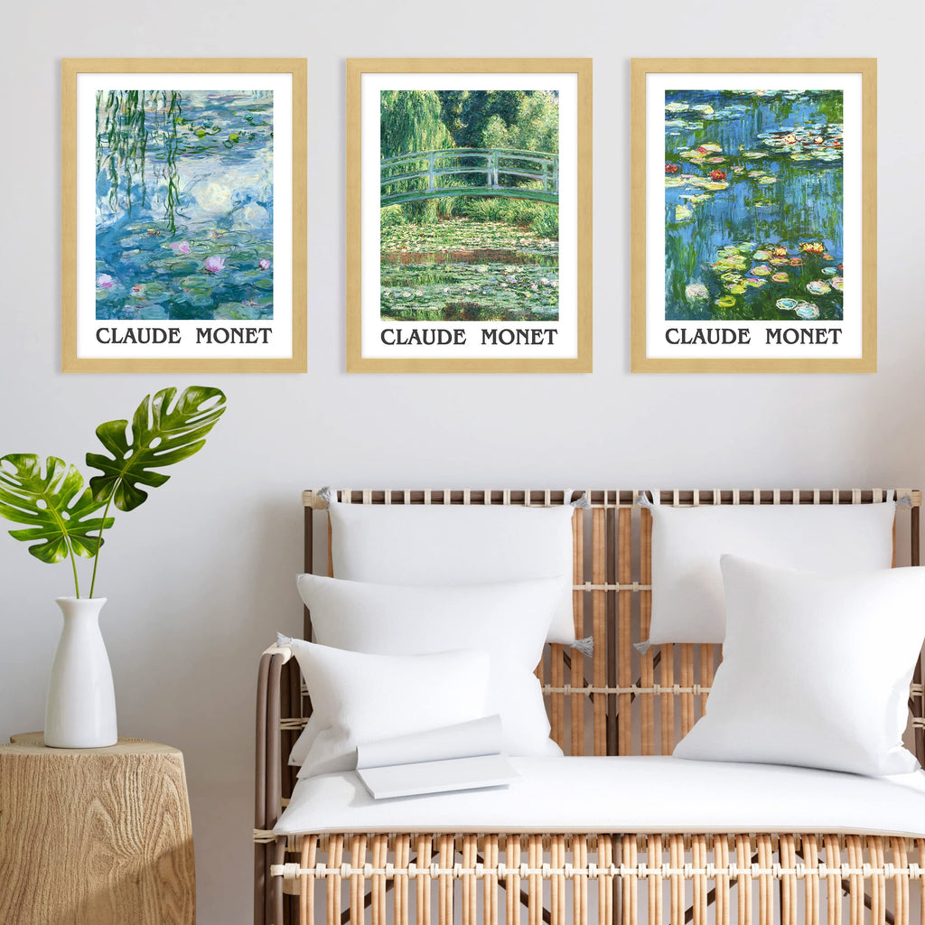 Framed Poster Bathroom Decor 12"x16"x 3 Natural, Wall Art Room Decor Multicolor Watercolor Water Lilies Nature