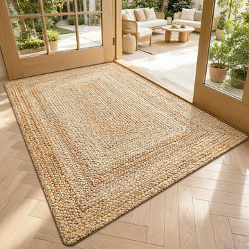 Natural Jute Indoor Door Mat, 32 x 48, Non-Slip Handwoven Entryway Mat