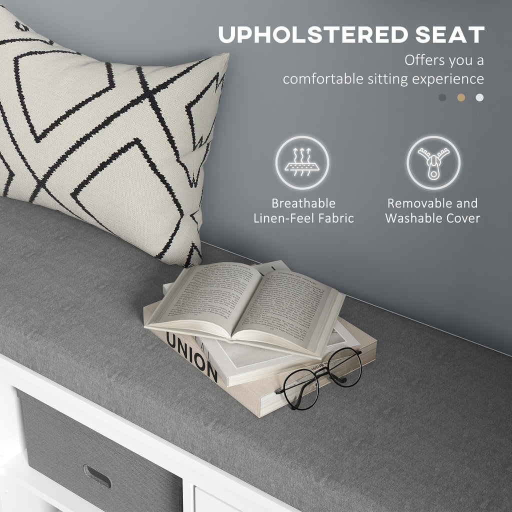 Shoe Bench with Cushion Storage Bench White