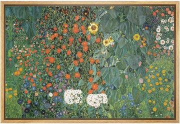 Framed Canvas Print Wall Art Flowers by Gustav Klimt People Historic Illustrations Fine Art Traditional Colorful