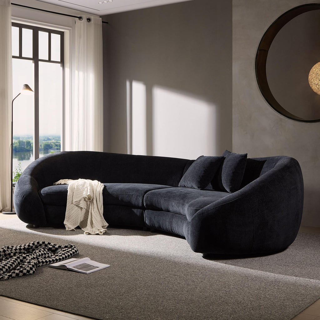 126" Curved Oversized Boucle Sectional with Love Heart Design, Modern 5-Seater Polyester Couch with 2 Decorative