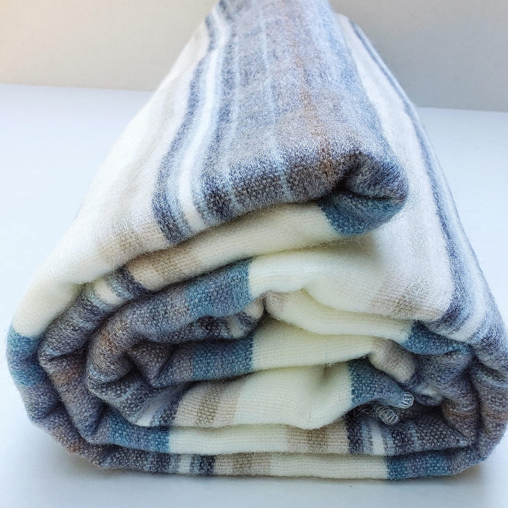 Alpaca Wool Throw Blanket | Super Soft, Lightweight, Breathable and Hypoallergenic | Non-Itchy or Scratchy (Blue