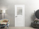 Solid French Door Opaque Glass 28 x 80 inches | Mela 7012 Matte White | Single Regular Panel Frame H