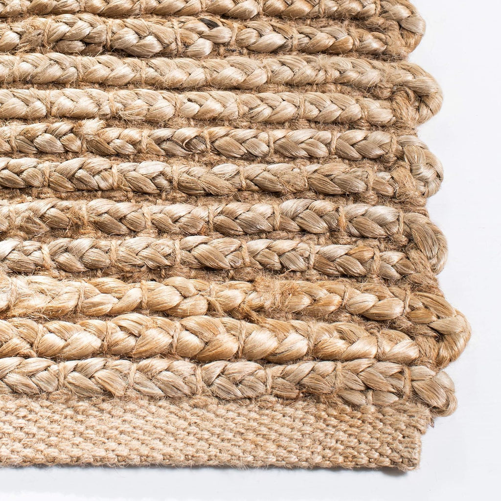Cape Cod Collection Area Rug - 4' Square, Natural, Handmade Braided Jute, Ideal for High Traffic Areas (CAP355A)