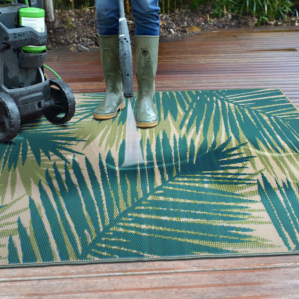 Floral Tropical Patio Deck Backyard Outdoor Area Rug Green