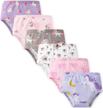 Girls' Underwear, 100% Organic Cotton Soft Toddler Kids Underwear, Tag-free Comfort Girls Panties, Pack