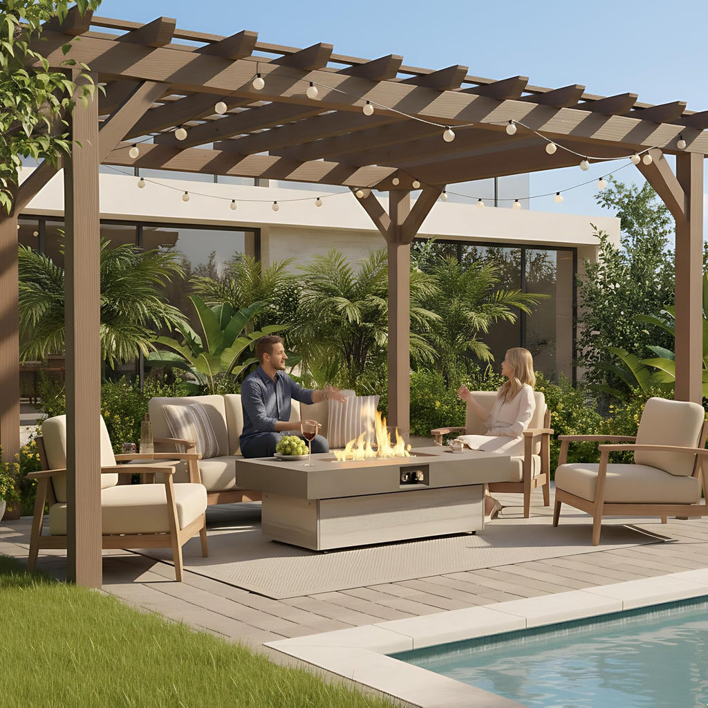 Outdoor Fire Pit Table Propane Gas Fire pits Outdoor Fireplaces 48'' Rectangular Firepit Table, 50,000 BTU Fire Table