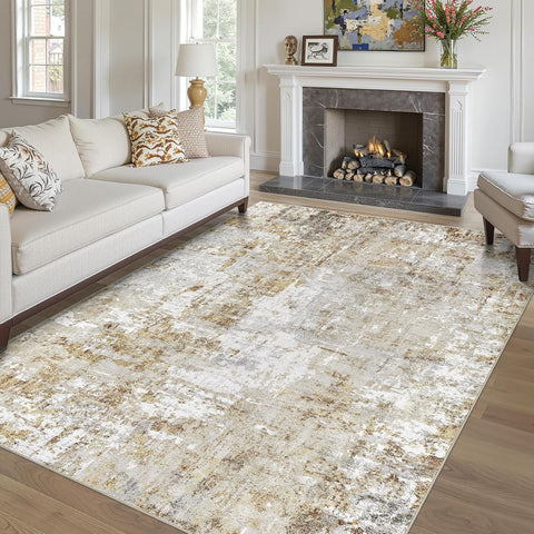 5x7 Rug for Living Room : Soft Abstract Washable Non-Slip Durable Rugs