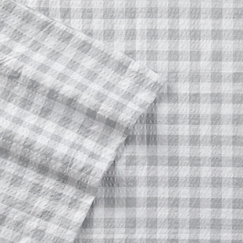 Seersucker Sheet Set, Full, Gingham Gray