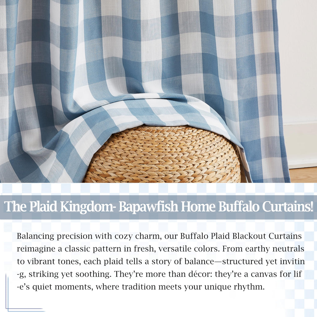 Blue Buffalo Plaid Full Blackout Curtain Panels 84 Inches Length