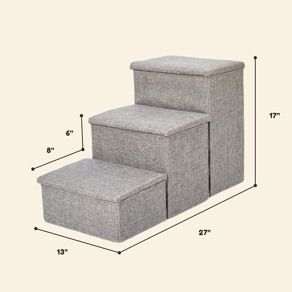 Dog Stairs with Storage and Adjustable Steps for a Puppy, Small or Medium Dog
