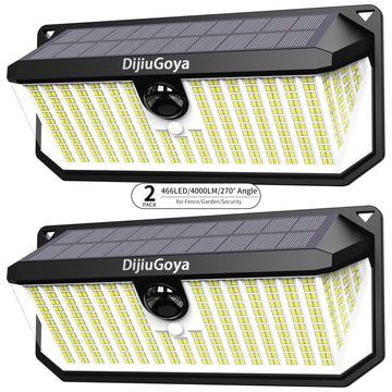 466 LEDs Solar Lights Outdoor with Motion Sensor, 2-Pack