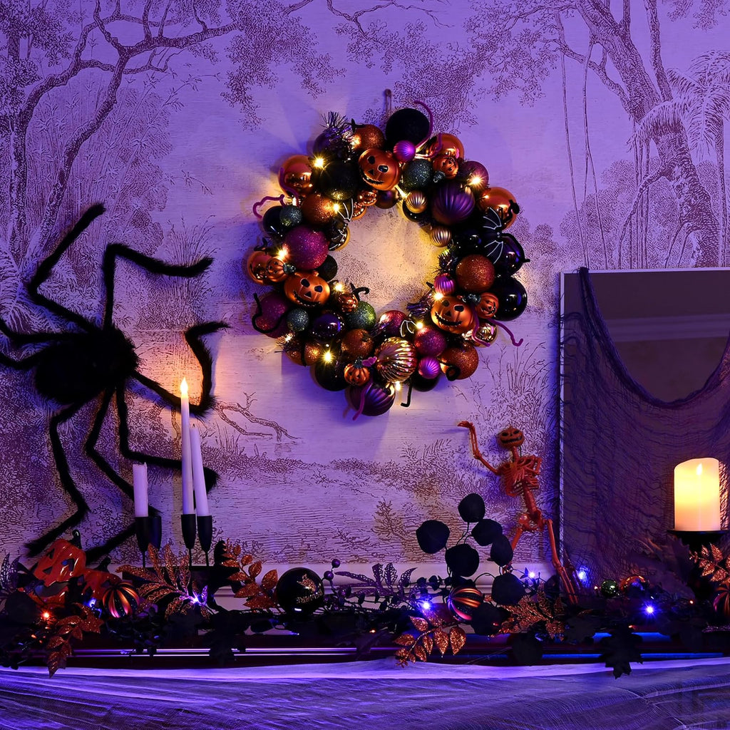 Halloween Decorations 12" Pumpkin Wreath for Front Door