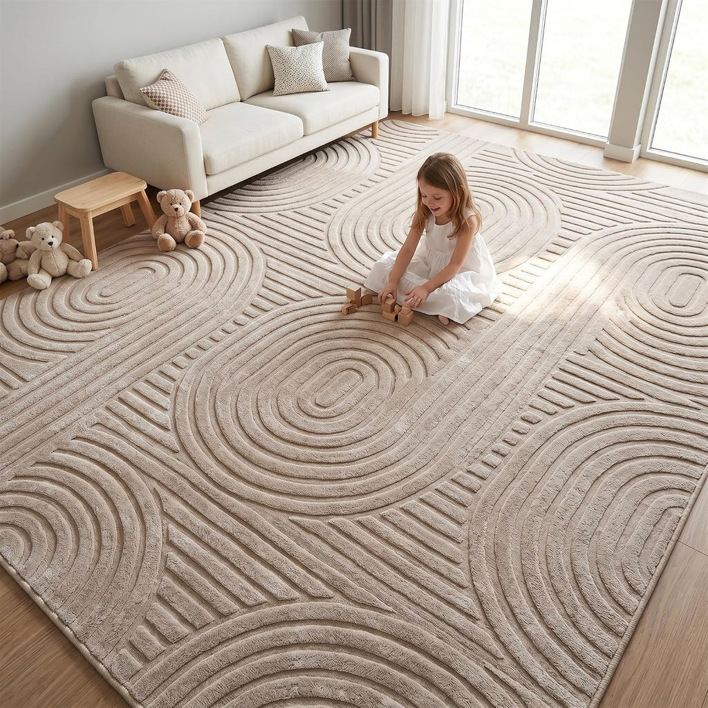 Brown Solid Color Area Rug, Large Modern Living Room Rug