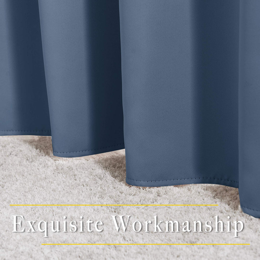 Stone Blue Blackout Curtains 84 Inches Long, W52xL84, 2 Panels