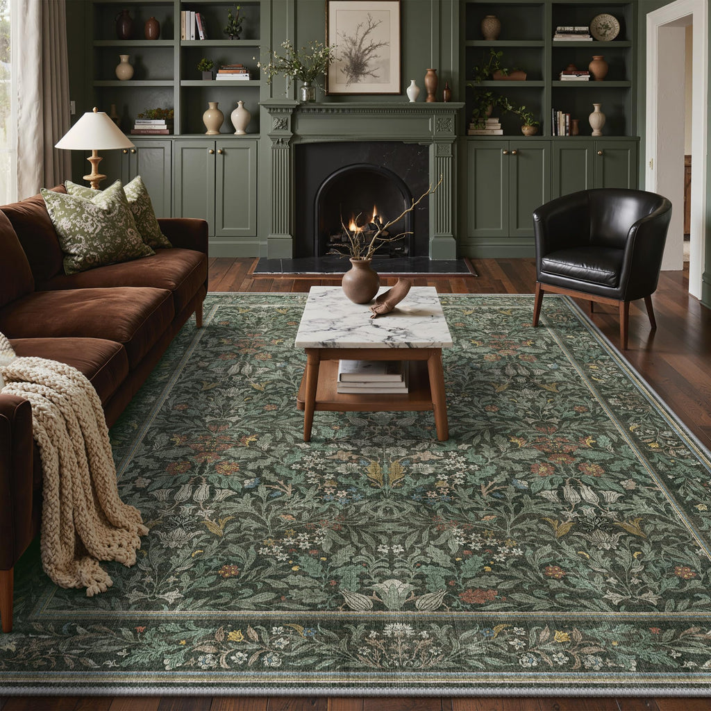 2.5x10 Washable Hallway Runner Rug, Non Slip, Dusty Sage Green