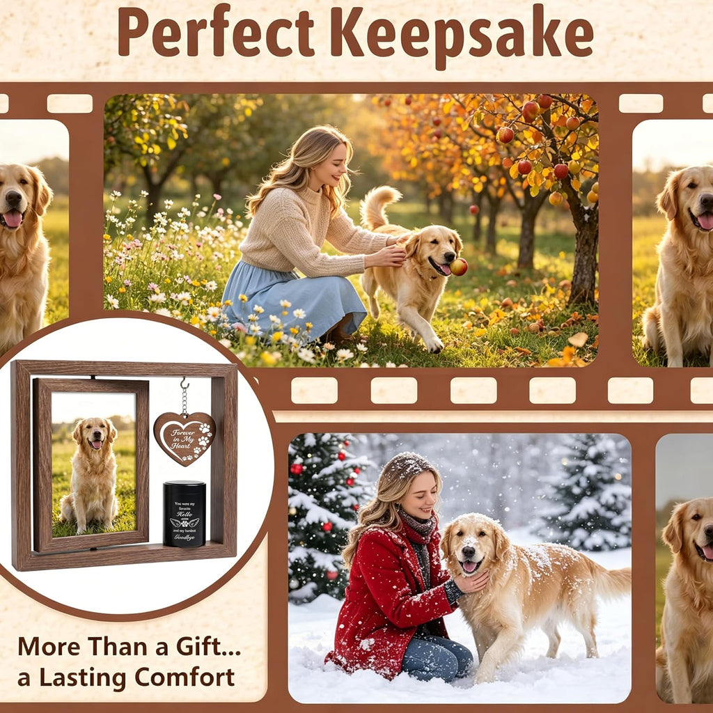 Memorial Gifts for Loss of Pet - Memorial Picture Frame and Small Urn Set
