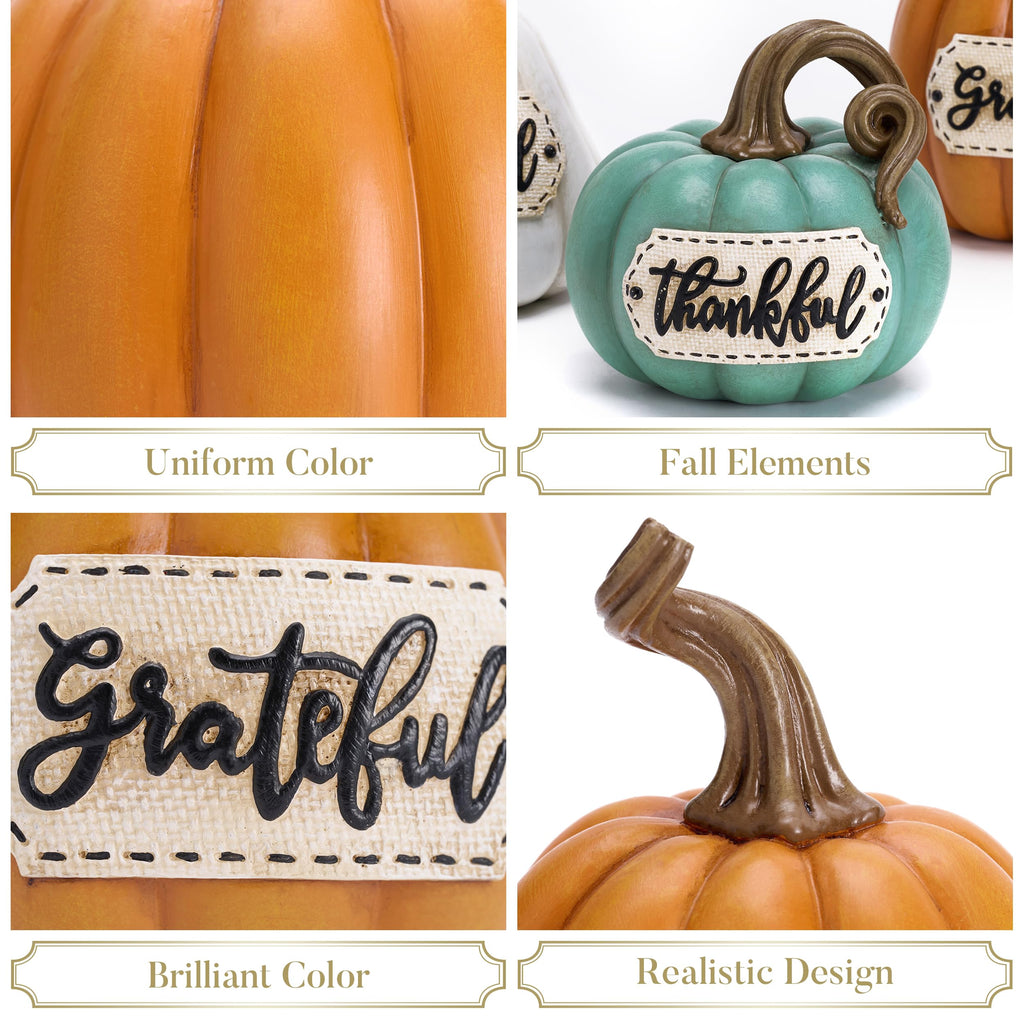 Fall Decorations, Fall Pumpkin Decor, Set of 3 Resin Pumpkins Decorations Indoor, Decorative Pumpkins Autumn