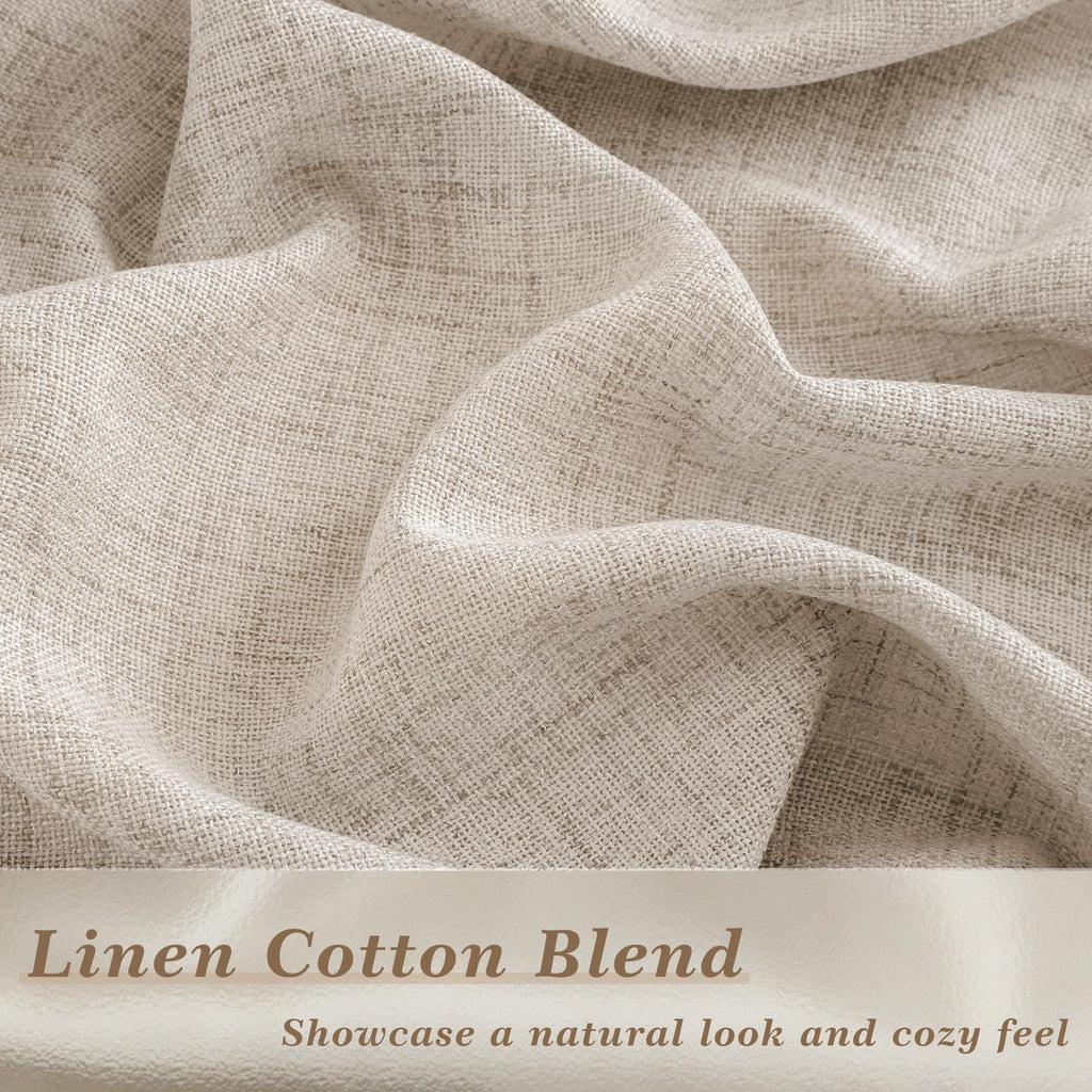 Extra Long Linen Curtains 120 Inch Length 2 Panels Semi Sheer