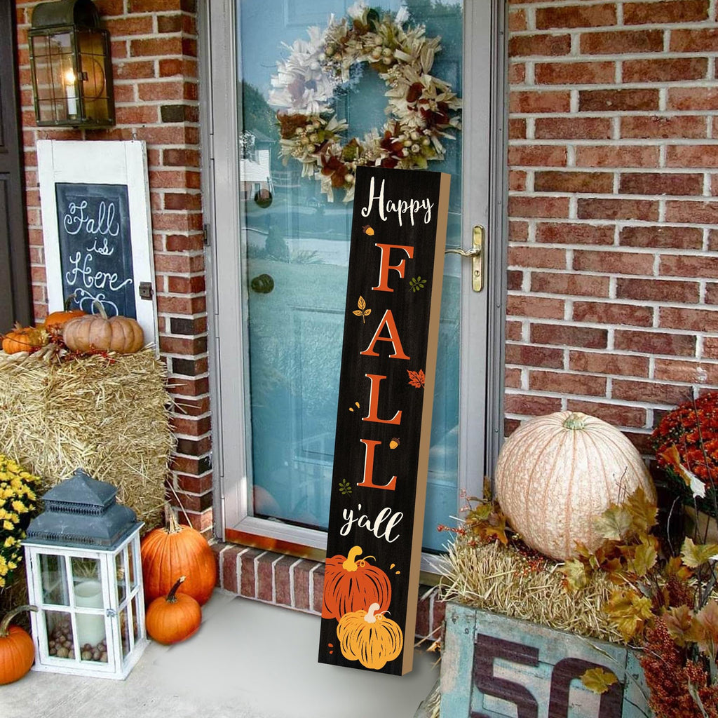 Happy Fall Y'all Welcome Porch Sign Decor Autumn Pumpkin Wooden Hanging Sign Door Porch Standing Decorative Signs