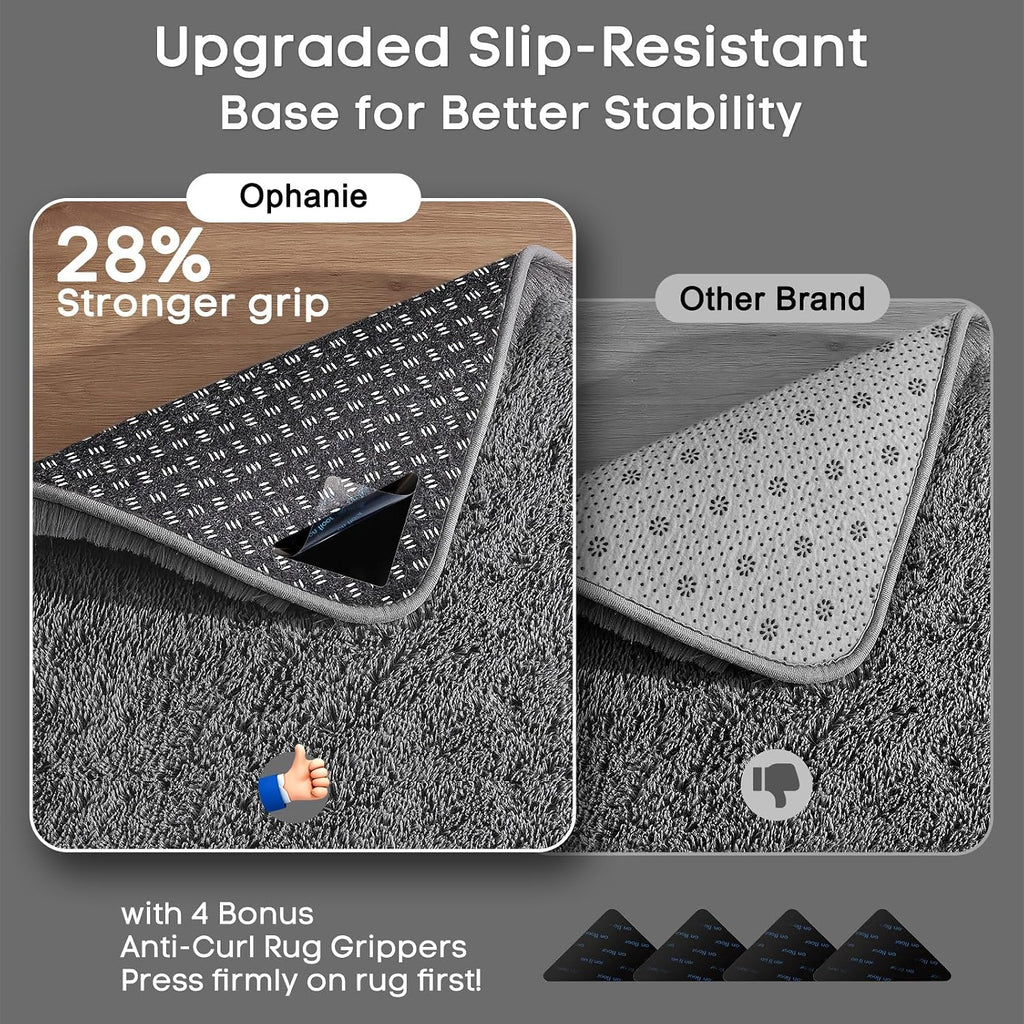 8x10 Area Rugs, Upgrade Non-Slip Fluffy Soft Large Shag Bedroom Carpet, Grey Big Indoor Thick Rug, Gray Carpets for