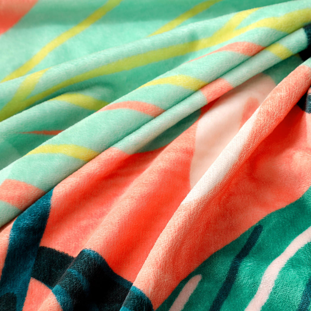 Boho Floral Flannel Fleece King Size Blanket - Soft, Warm & Lightweight Fuzzy Blanket for Couch, Bed, or Sofa Decor