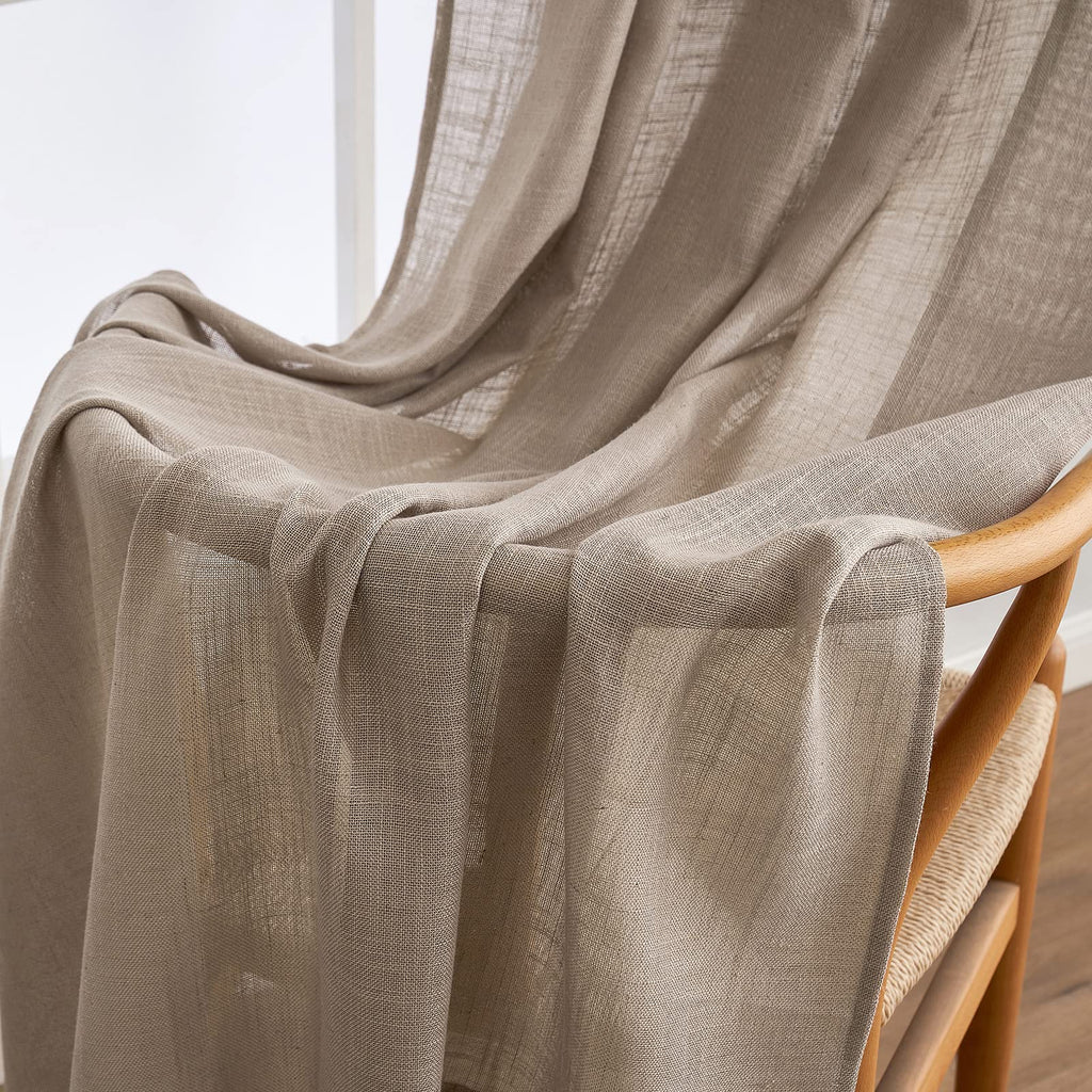 Taupe Linen Curtains 52x108 Inch Long Living Room Decor