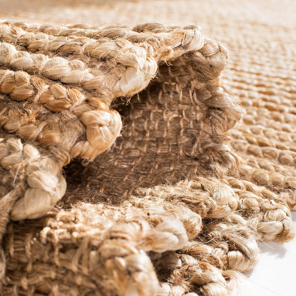 Cape Cod Collection Area Rug - 4' Square, Natural, Handmade Braided Jute, Ideal for High Traffic Areas (CAP355A)