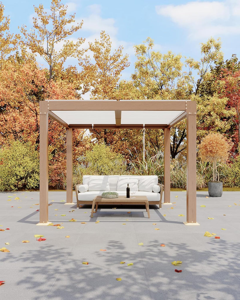 GarveeLife Louvered Pergola 10 ft x10', Outdoor Pergola with Adjustable Louvered Roof, Reinforced Aluminum Frame