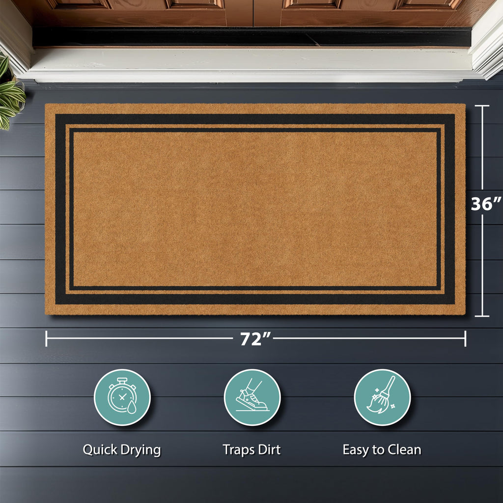 Natural Coco Coir Non-Slip Doormat (36x72, Border)