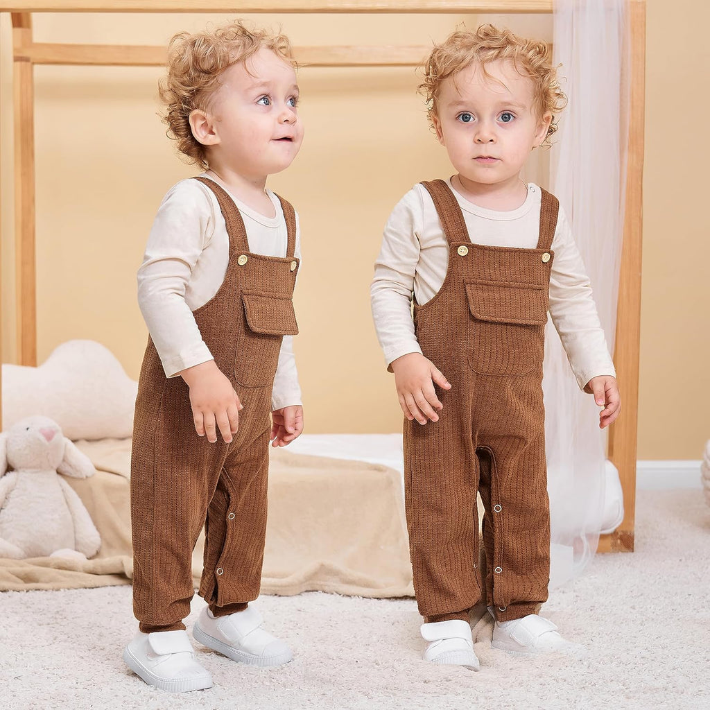 Newborn Baby Boy Clothes Infant Boy Romper Fall Winter Outfits Bodysuit 2Pcs Striped Long Sleeve Top Overalls