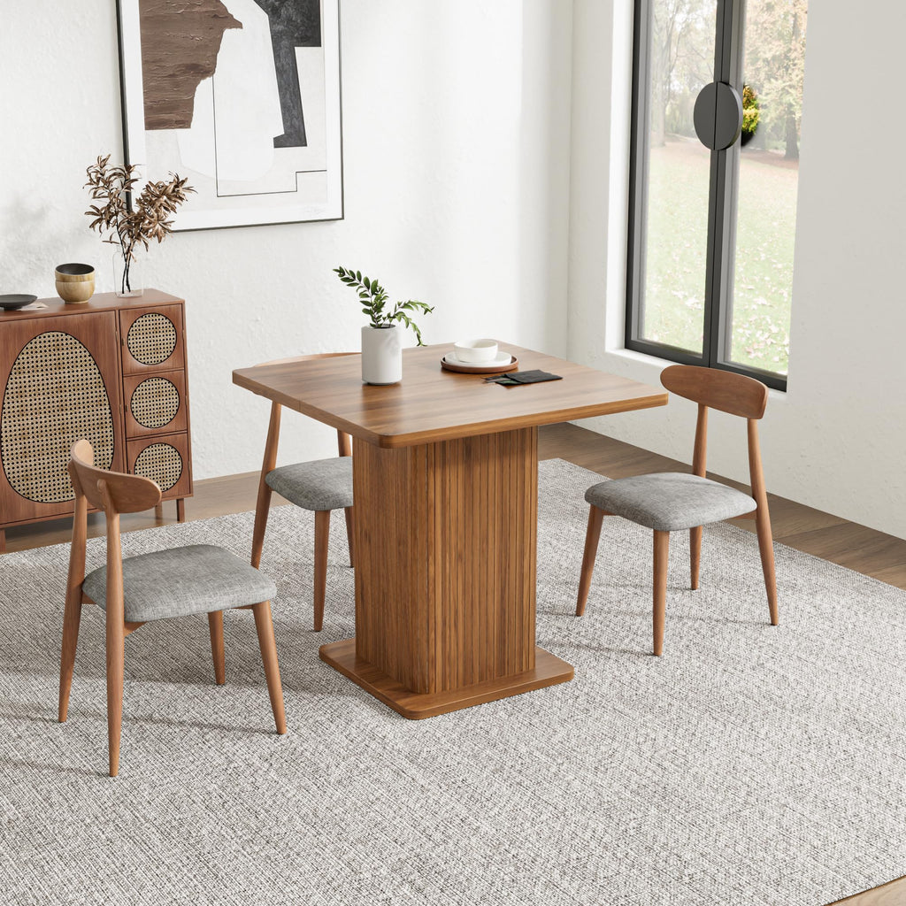 Small Square Dining Table for 2-4, 31.5 Inch Farmhouse Kitchen Table with 2-Tier Storage Shelf, Modern Wood Dinner