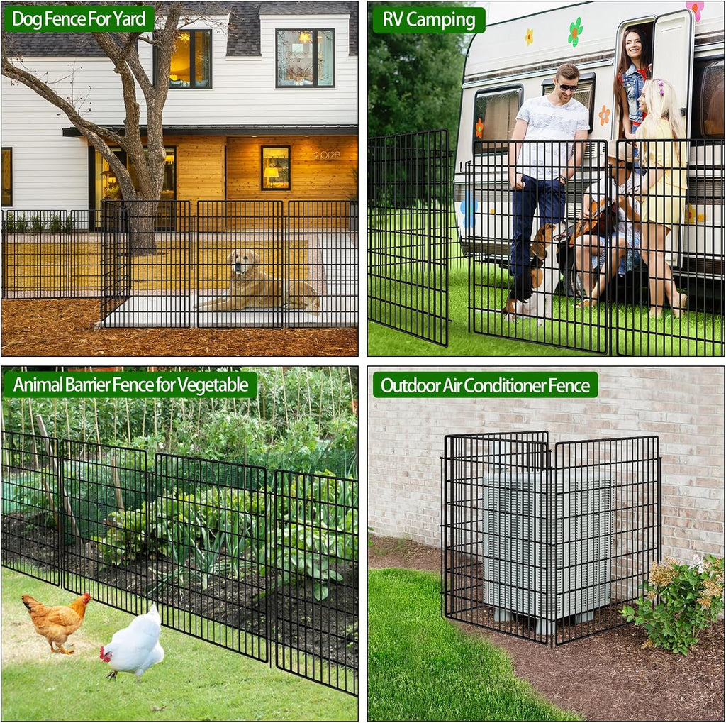 10 Panels Garden Fencing Animal Barrier with Lock, 40 in(H) X 24 ft(L) Dog Fence Outdoor for Yard Rustproof No Dig