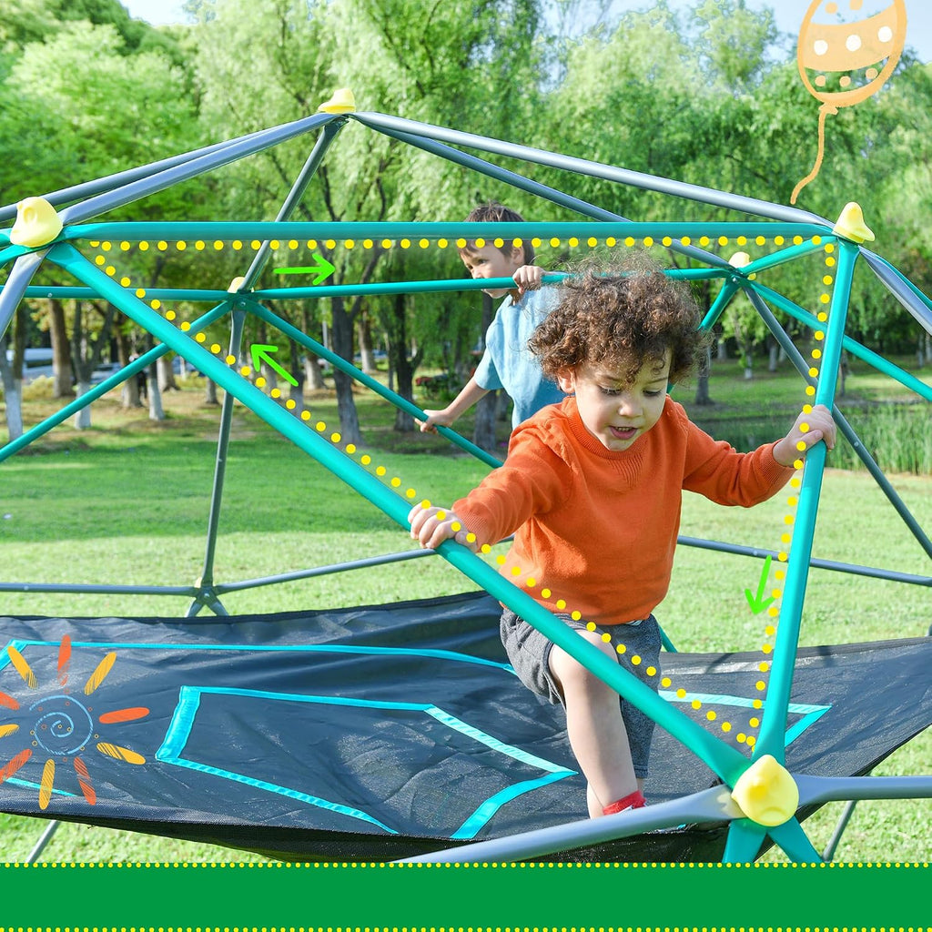 13 FT Climbing Dome with Play Canopy for Kids 3-10, Outdoor Play Equipment Supporting 1000 lbs, Anti-Rust Jungle Gym