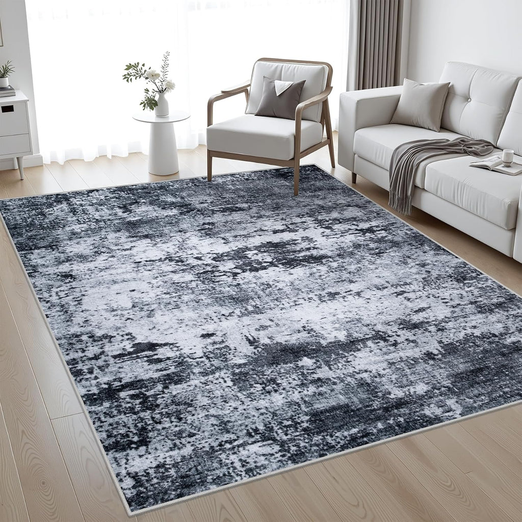 5x7 Area Rug Living Room Rug: Washable Modern Abstract Soft Thin Rug Indoor Floor No Slip Stain Resistant Carpet