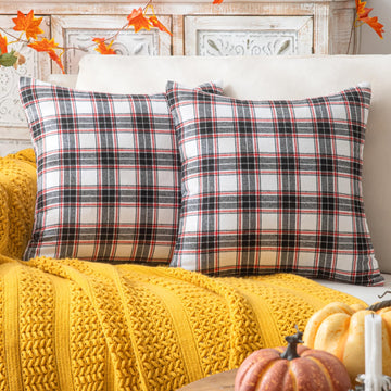 Christmas Plaid Throw Pillow Covers Black 20 x 20 mas Decor