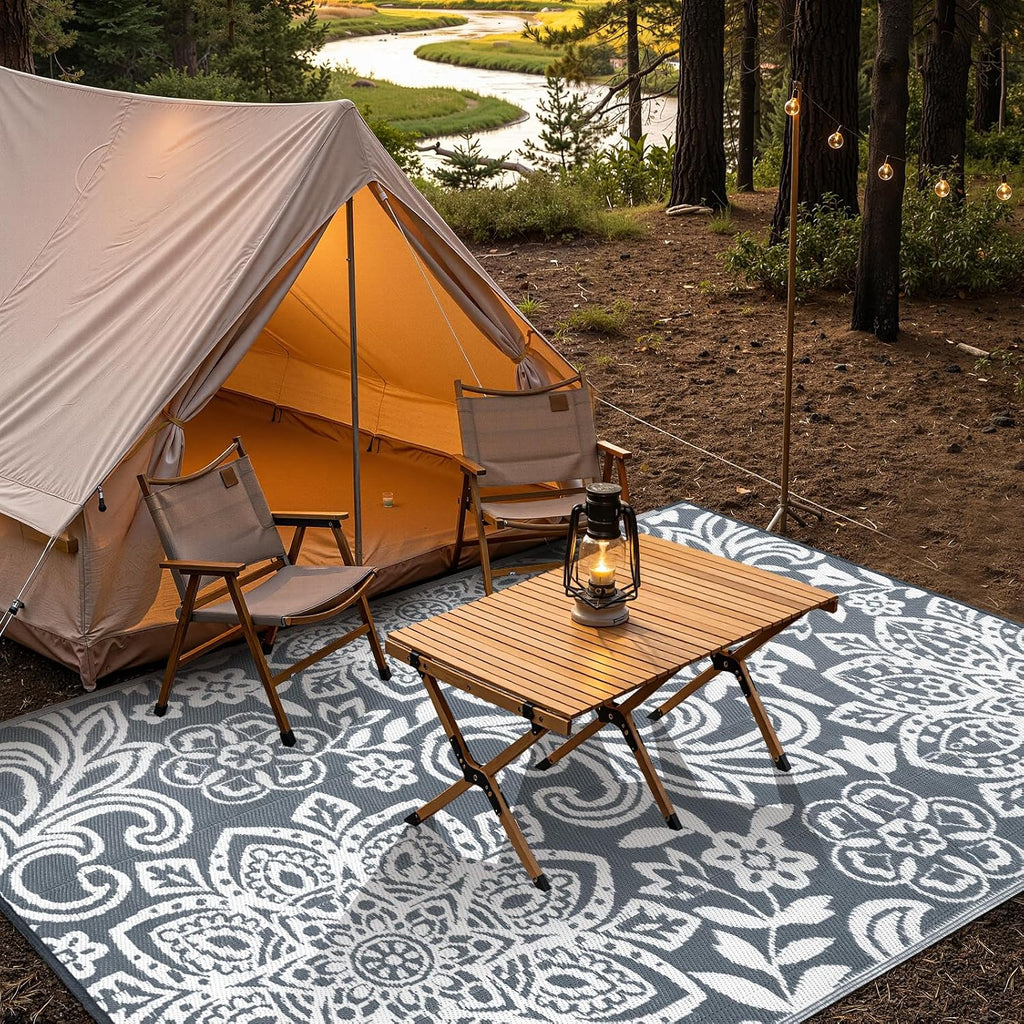 Waterproof Outdoor Rug - Reversible Mandala Outdoor Plastic Straw Rug, Durable Foldable Patio Rug for RV