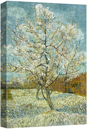 The Pink Peach Tree by Vincent Van Gogh - Canvas Print Wall Art Famous Oil Painting Reproduction - 12" x 18"