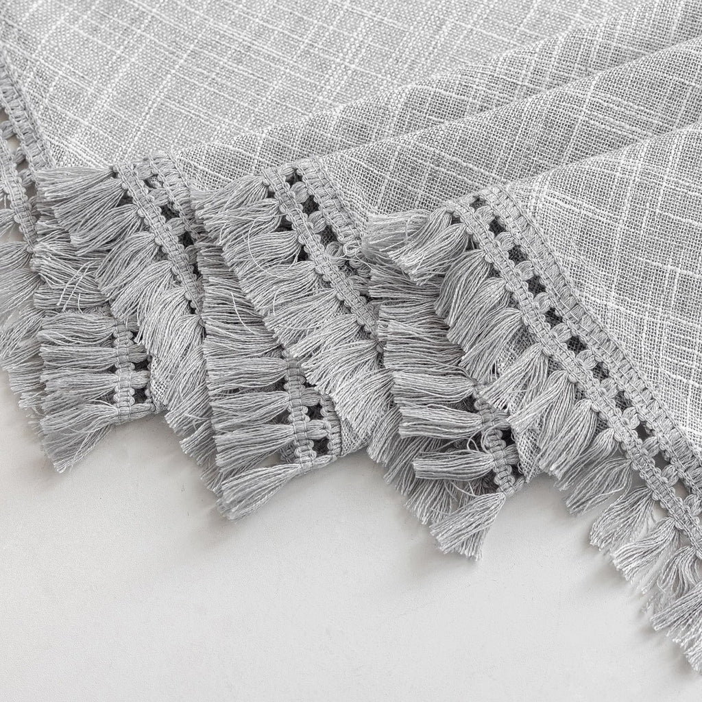 Beda Home Tassel Linen Textured Swag Curtain Valance, Lt Grey, 36 x 45 in