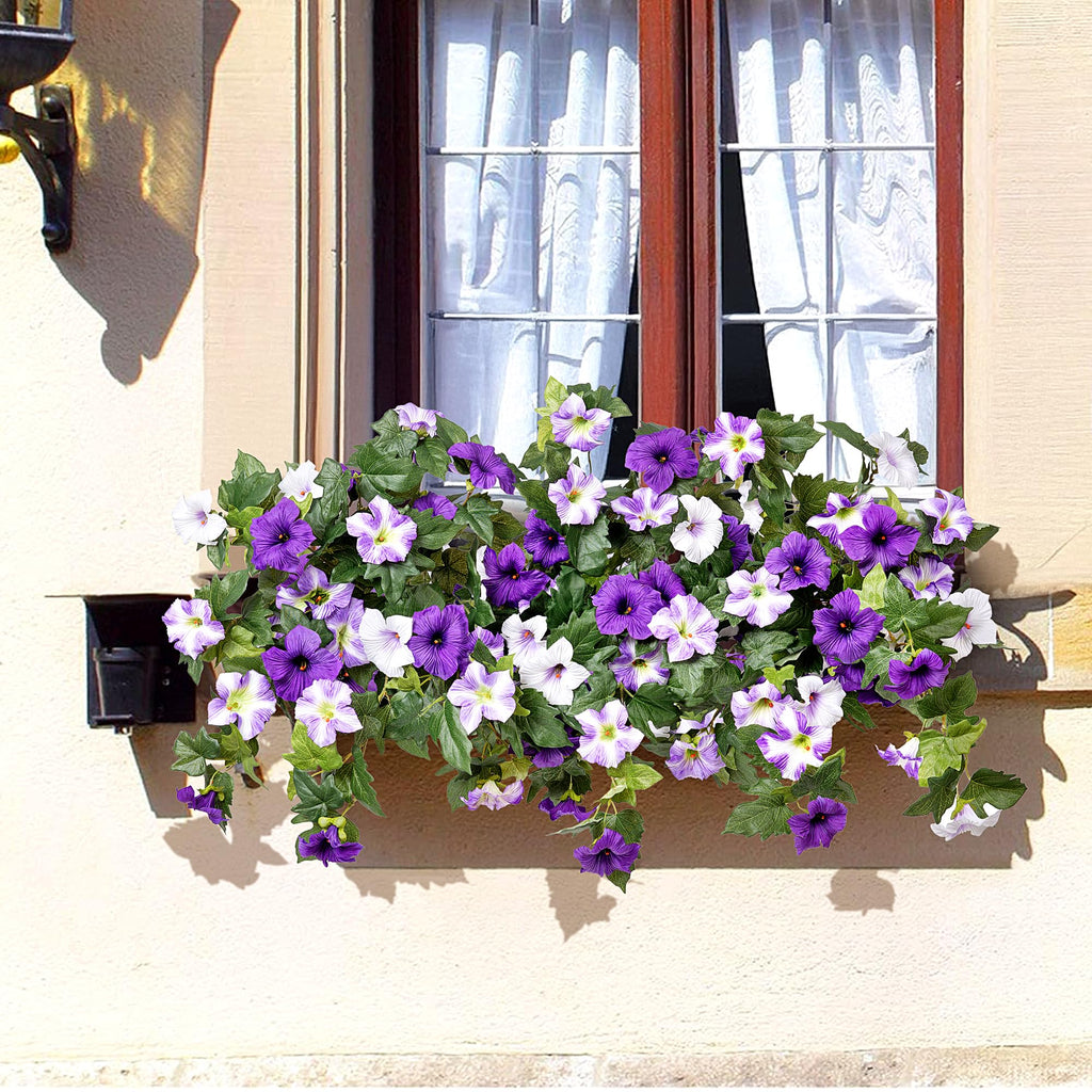 Artificial Hanging Fake Flowers with Basket Plants for Outdoor Decor